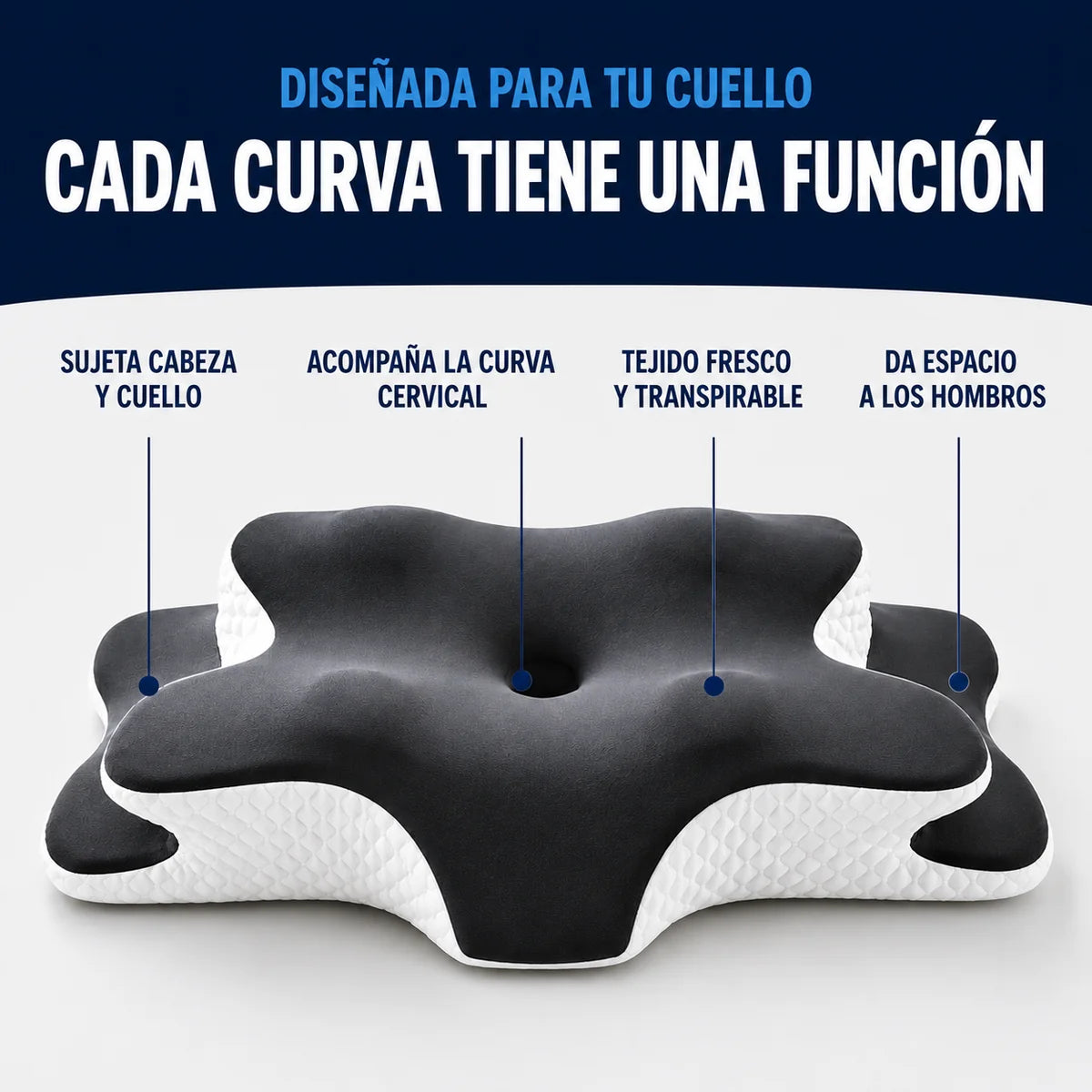 CerviRest™ - Almohada Cervical Ergonómica para Cuello y Hombros