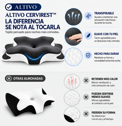 CerviRest™ - Almohada Cervical Ergonómica para Cuello y Hombros