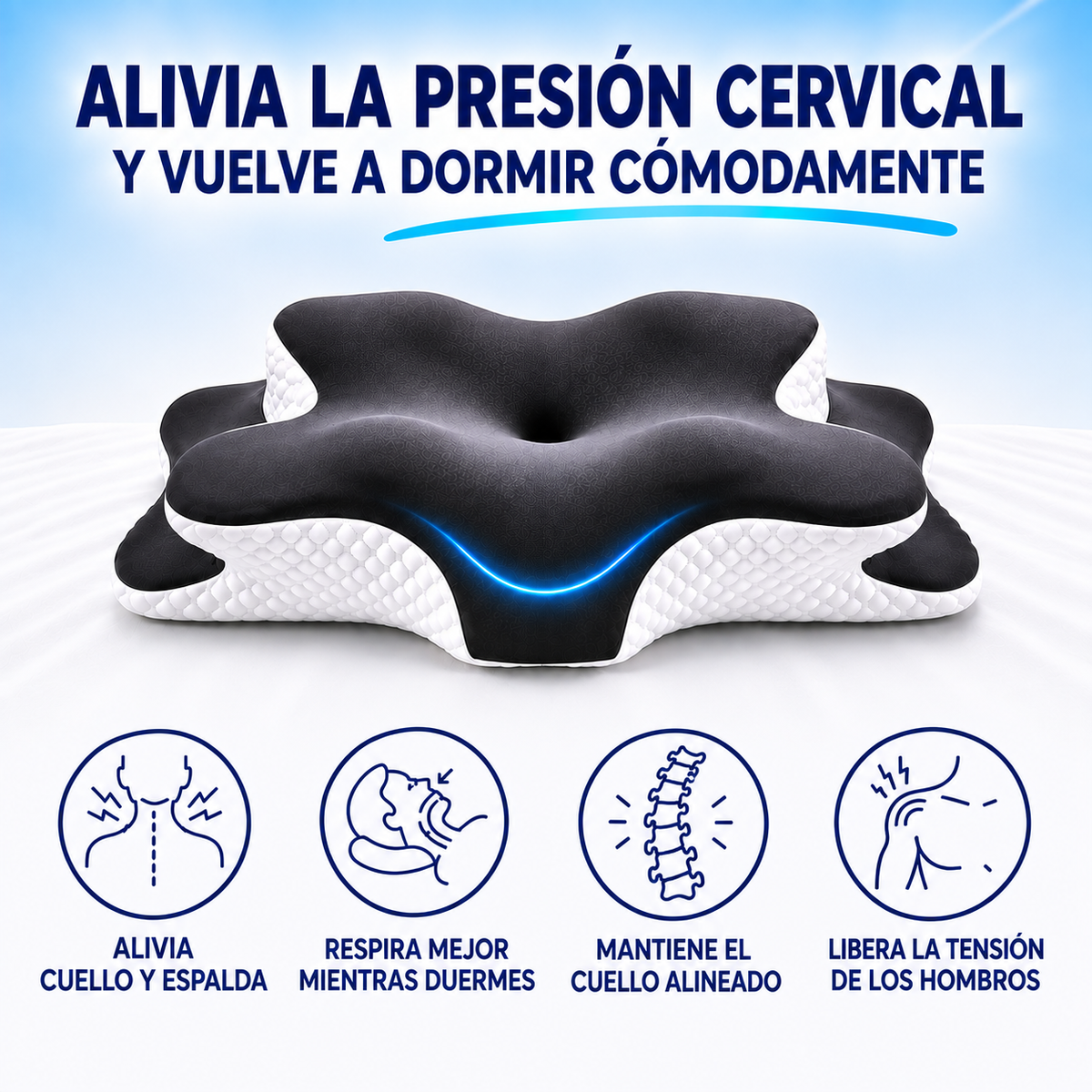 CerviRest™ - Almohada Cervical Ergonómica para Cuello y Hombros