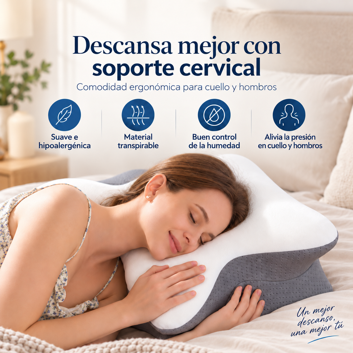 CerviRest™ - Almohada Cervical Ergonómica para Cuello y Hombros